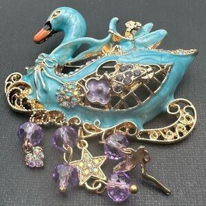 Blue & Purple Purple with Charms Brooch